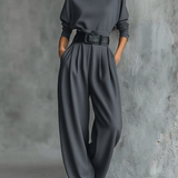 Conjunto Jessica™ Top Elegante & Calças de Perna Reta