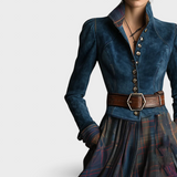 Edna - Vestido Elegante com Saia Xadrez
