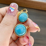 Brincos Geométricos Vintage Elegantes em Turquesa