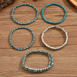 Conjunto de Pulseiras de Pérolas Turquesas Boémio