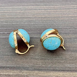 Brincos Geométricos Vintage Elegantes em Turquesa