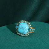 Anel Vintage Art Deco Turquesa Ouro