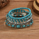 Conjunto de Pulseiras de Pérolas Turquesas Boémio
