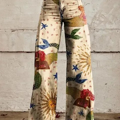 Azly - Calças florais descontraídas e elegantes