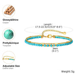 Pulseira em Ouro Dupla Cadeia com Turquesa