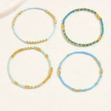 Conjunto de Pulseiras Chic Boémio com Pérolas Turquesa