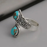 Anel Banda em Turquesa Vintage Elegante