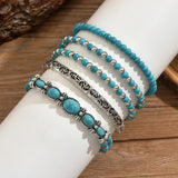 Conjunto de Pulseiras de Pérolas Turquesas Boémio
