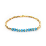 Pulseira com Charme em Cruz de Pérolas Turquesas Vintage