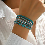 Conjunto de Pulseiras de Pérolas Turquesas Boémio
