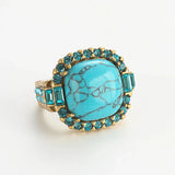 Anel Vintage Art Deco Turquesa Ouro