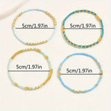 Conjunto de Pulseiras Chic Boémio com Pérolas Turquesa
