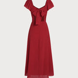 LOU - VESTIDO LARGO DE JACQUARD CON CUELLO CORAZÓN