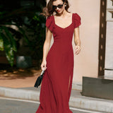 LOU - VESTIDO LARGO DE JACQUARD CON CUELLO CORAZÓN