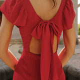 LOU - VESTIDO LARGO DE JACQUARD CON CUELLO CORAZÓN