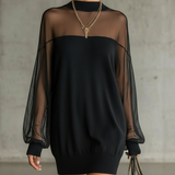 Amélie™ | Elegante Vestido curto preto com mangas de rede