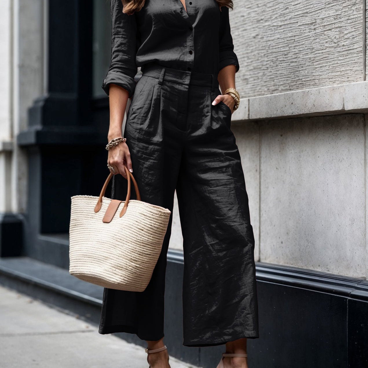 Conjunto Nelle™ Camisa Elegante & Capri