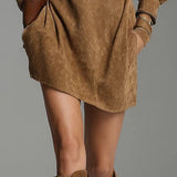 Lucienne™ | Vestido de camurça solto com fecho