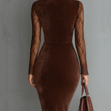 Aurélia™ | Minivestido de veludo com mangas de renda