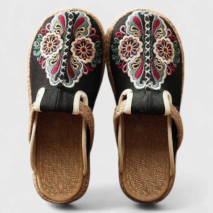 Marousse | Mules Florais Confortáveis Feitas à Mão