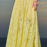 Conjunto Larissa™ de Top Bordado e Saia Maxi de Cintura Alta