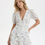 VESTIDO CURTO FLUIDO COM FOLHOS