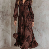 Ariane™ | Vestido maxi com estampa paisley e realce na cintura