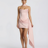 VESTIDO MINI CORSELETE COM DRAPEADO E LAÇADA