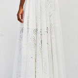 Conjunto Larissa™ de Top Bordado e Saia Maxi de Cintura Alta
