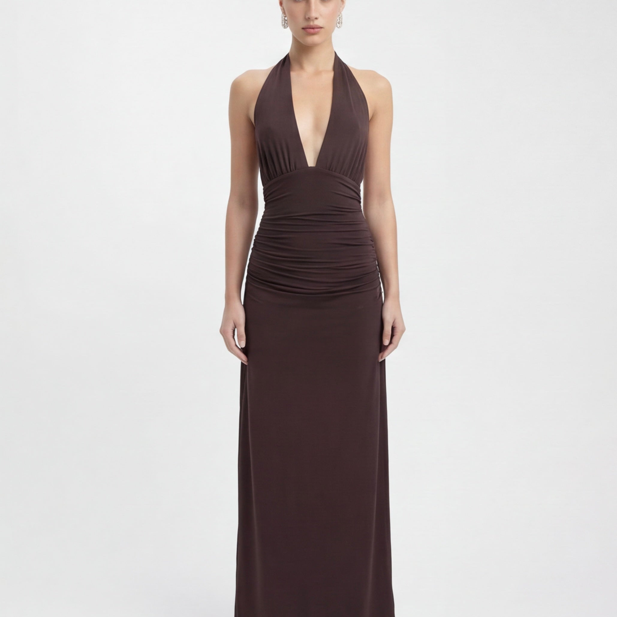 VESTIDO COMPRIDO HALTER COM COSTAS ABERTAS