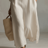 Vestido camisero maxi vintage leve em creme natural