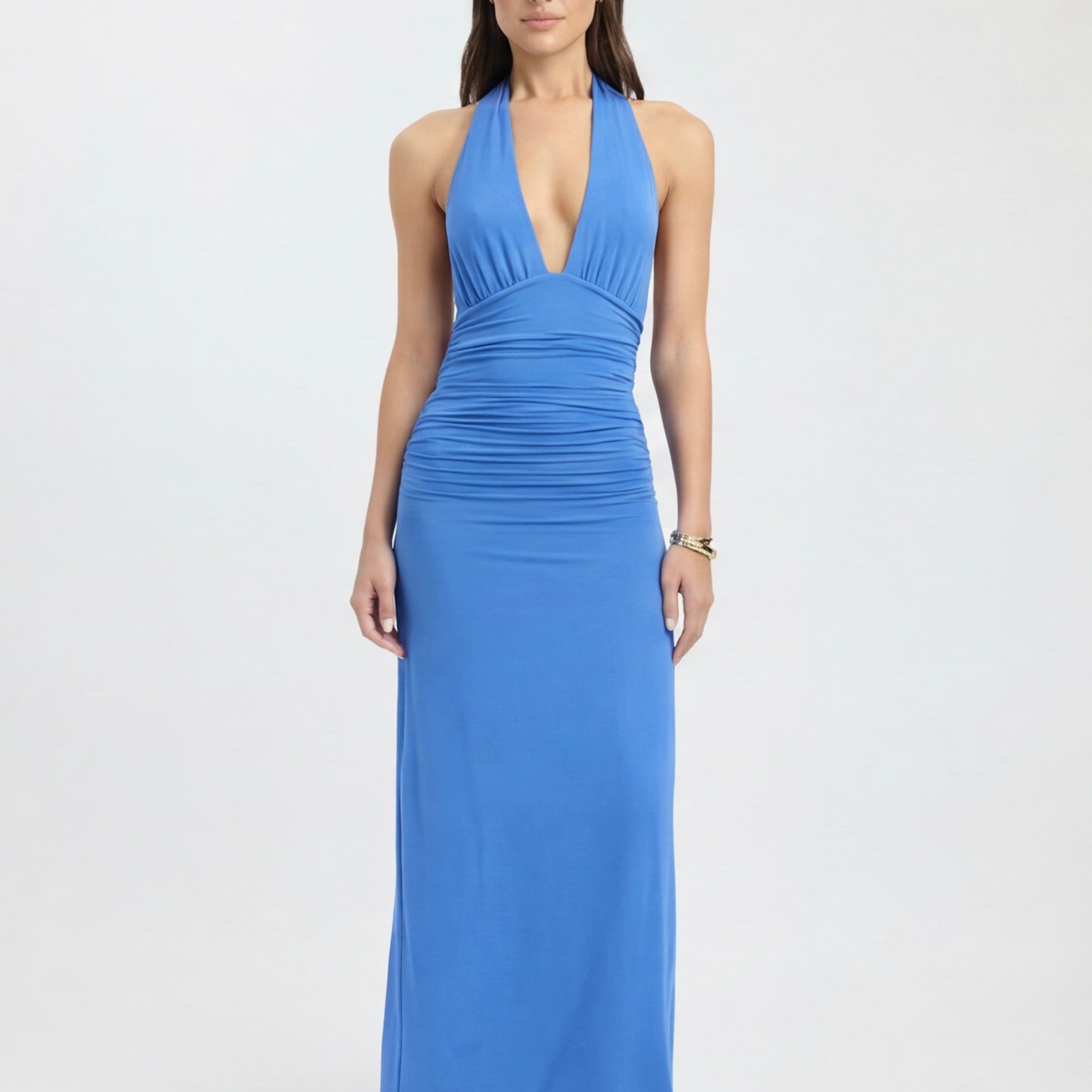VESTIDO COMPRIDO HALTER COM COSTAS ABERTAS