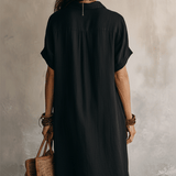 Vestido midi negro boémio moderno de corte relaxado