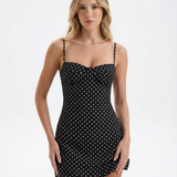 VESTIDO MINI DE BOLINHAS DECOTE CORAÇÃO