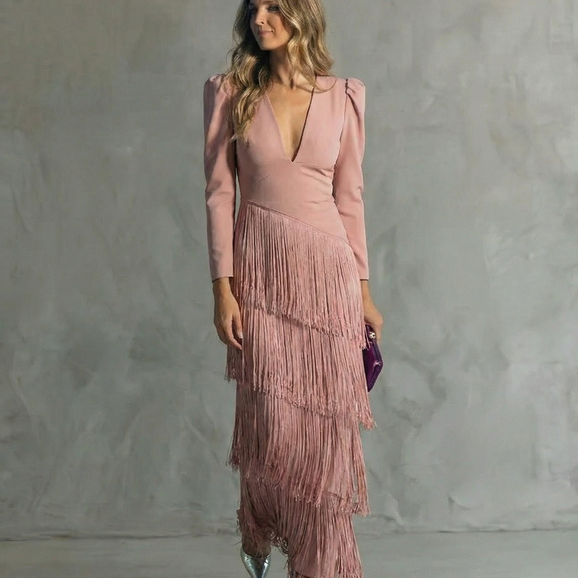 Clara - Vestido com Mangas de Franjas