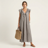 Josette | Vestido Maxi com Decote em V e Rendas