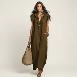 Josette | Vestido Maxi com Decote em V e Rendas