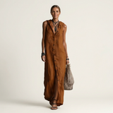 Mirabell | Vestido Maxi Sem Mangas com Botões e Capuz
