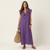 Josette | Vestido Maxi com Decote em V e Rendas