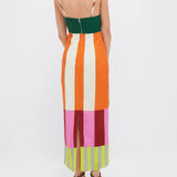 VESTIDO ÀS RISCAS GEOMÉTRICAS MULTICOR