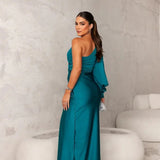 KATJA | Vestido Maxi Glamouroso de Um Ombro