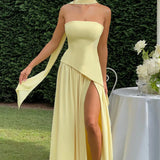 ADRIANA | VESTIDO COMPRIDO ASSIMÉTRICO COM ABERTURA