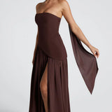 ADRIANA | VESTIDO COMPRIDO ASSIMÉTRICO COM ABERTURA