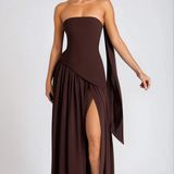 ADRIANA | VESTIDO COMPRIDO ASSIMÉTRICO COM ABERTURA
