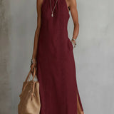 Jimena | Vestido Midi Relaxado com Gola Mandarim Bordada