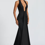 VESTIDO COMPRIDO HALTER DRAPEADO