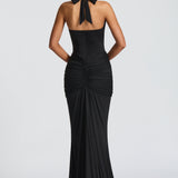 VESTIDO COMPRIDO HALTER DRAPEADO