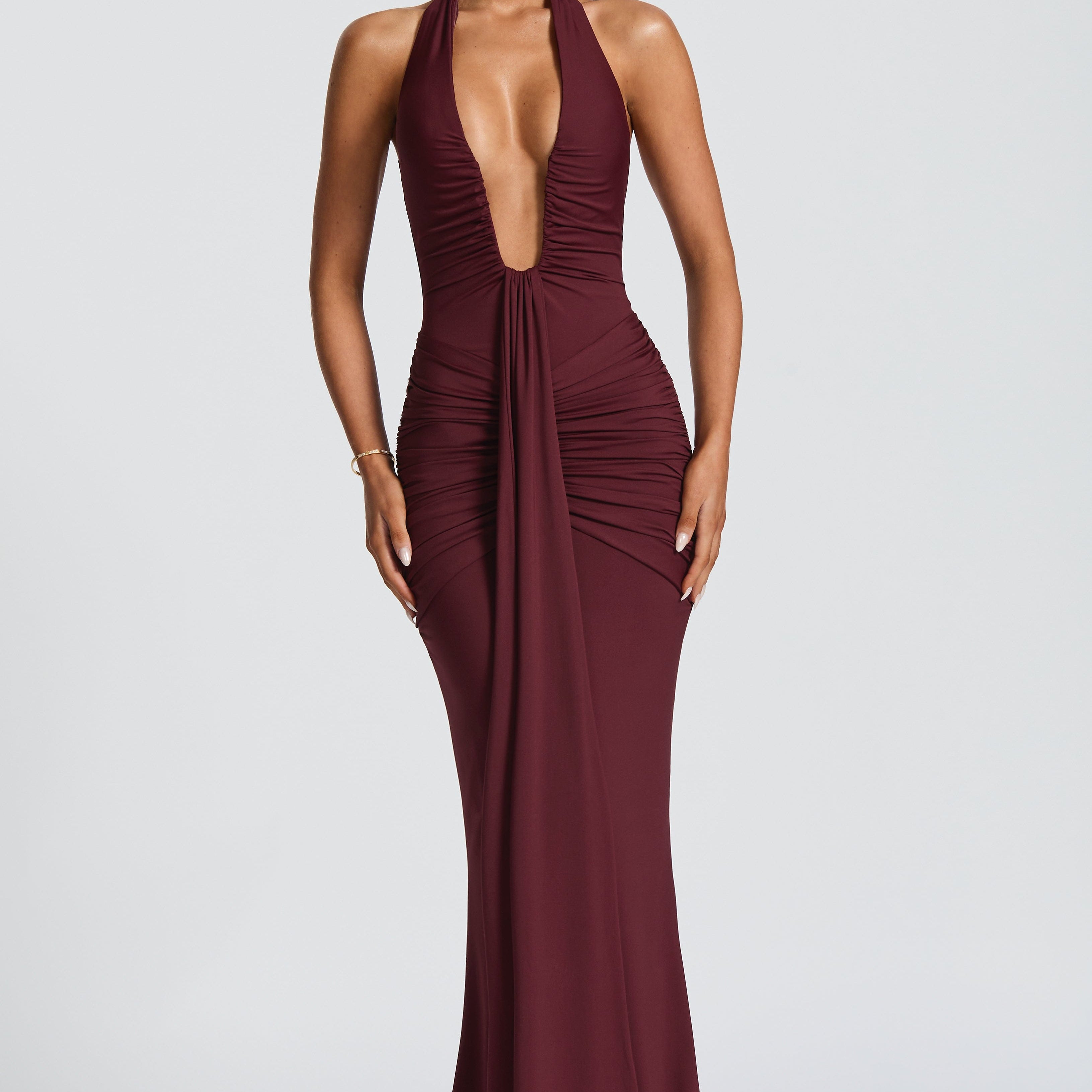 VESTIDO COMPRIDO HALTER DRAPEADO