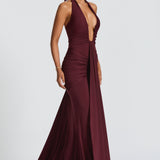 VESTIDO COMPRIDO HALTER DRAPEADO