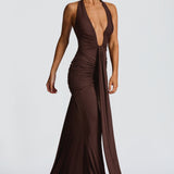 VESTIDO COMPRIDO HALTER DRAPEADO